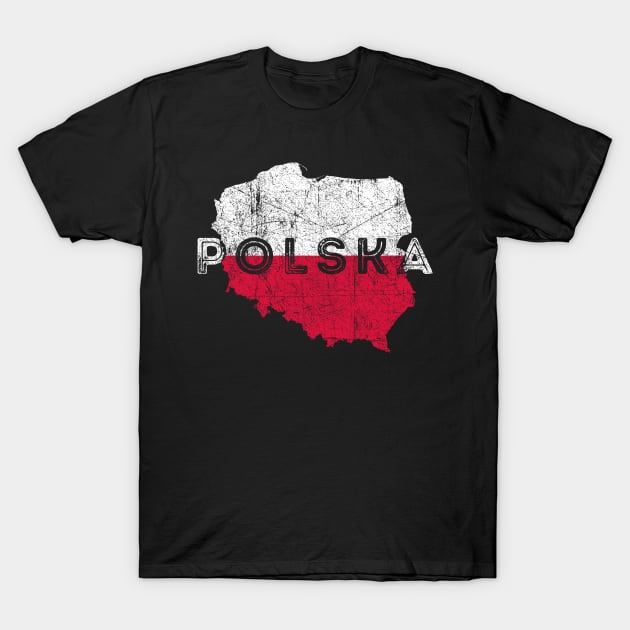 Polska Map and Poland Flag Souvenir T-Shirt by Family Heritage Gifts